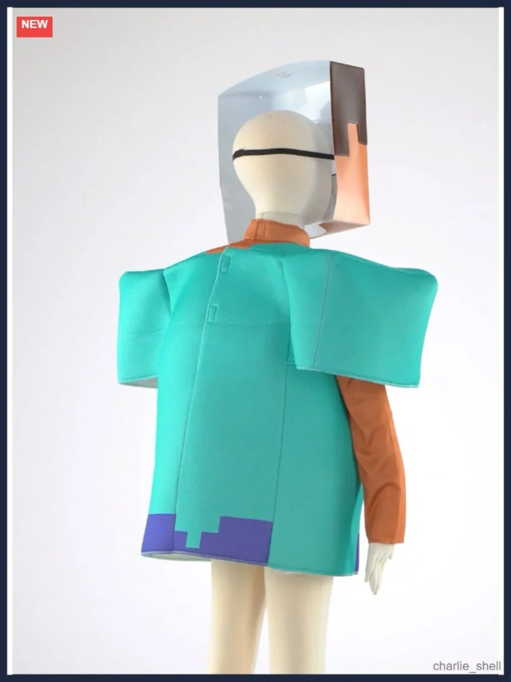 Minecraft Steve Classic Kids Costume Tunic & 3D Mask Halloween Cosplay